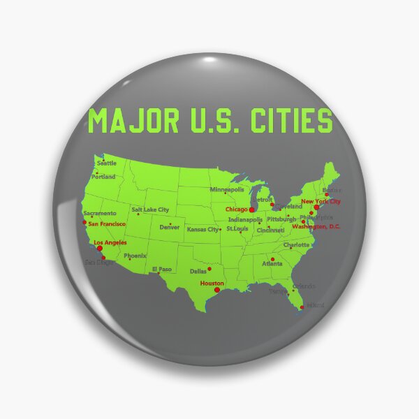Item preview, Major U.S. Cities Map – Bold & Educational Design designed and sold by mashmosh.