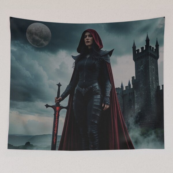 Item preview, dark warrior queen – bloodfire sword – gothic castle scene designed and sold by Traumrausch.