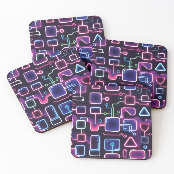 Item preview, Futuristic Neon Circuit Flowchart Tech Grid Design designed and sold by SplashTastic.