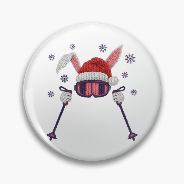Item preview, Faux yarn skiing rabbit with Santa hat winter humor designed and sold by HandicraftArt.