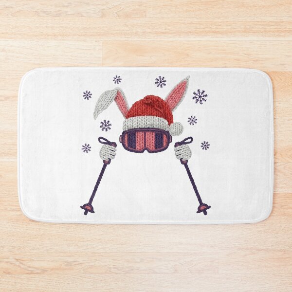 Item preview, Faux yarn skiing rabbit with Santa hat winter humor designed and sold by HandicraftArt.