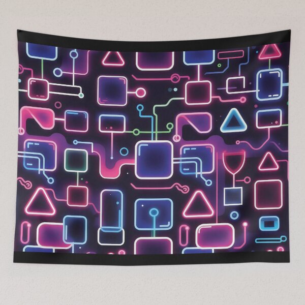 Item preview, Futuristic Neon Circuit Flowchart Tech Grid Design designed and sold by SplashTastic.