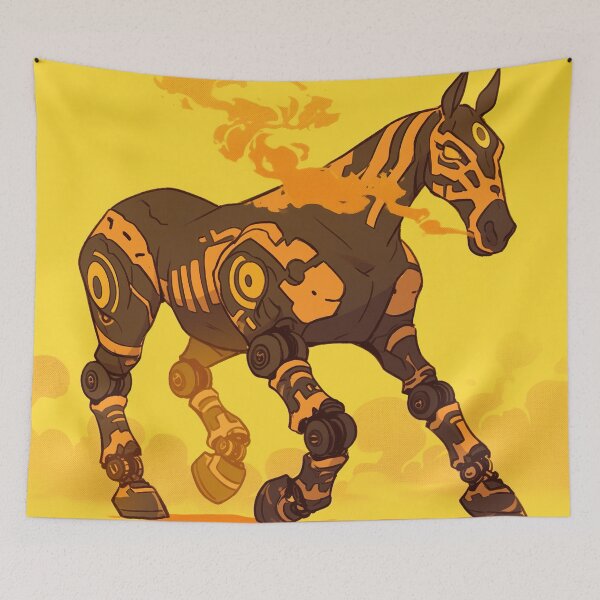 Item preview, Fiery Cyberpunk Robot Horse designed and sold by bubblegoth.