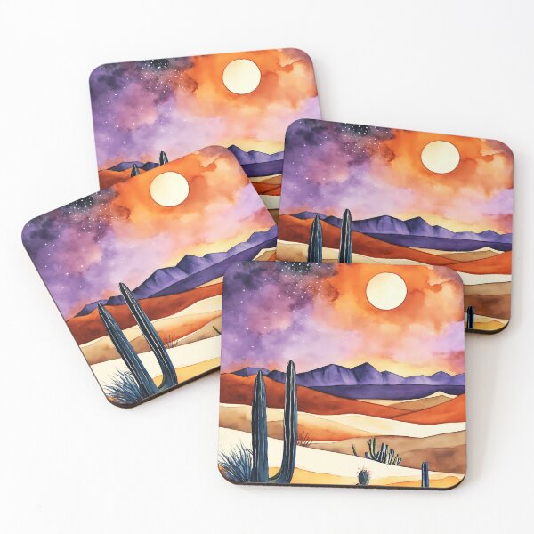Item preview, Boho Desert Sunset – Watercolor Landscape Art designed and sold by soulfulpalette.