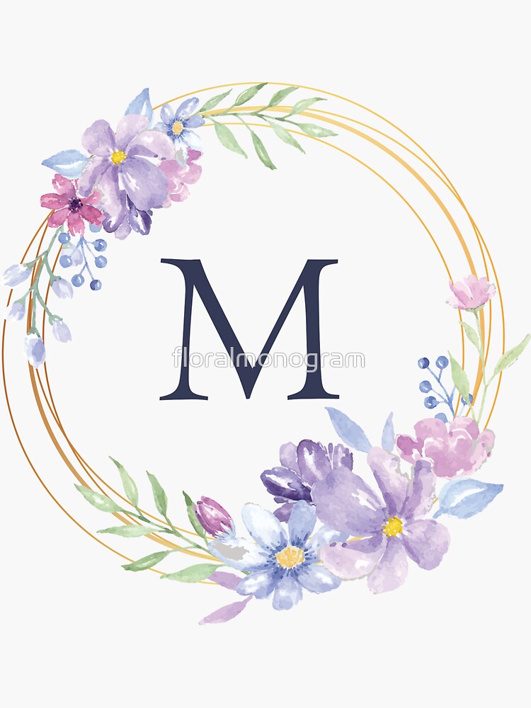 Monogram M Spring Floral Circle by floralmonogram