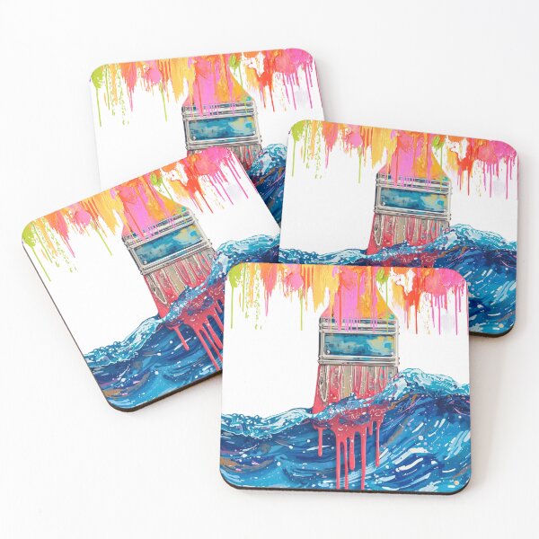 Item preview, Colorful Dripping Canvas with Waves brushes designed and sold by Modern-Tropical.