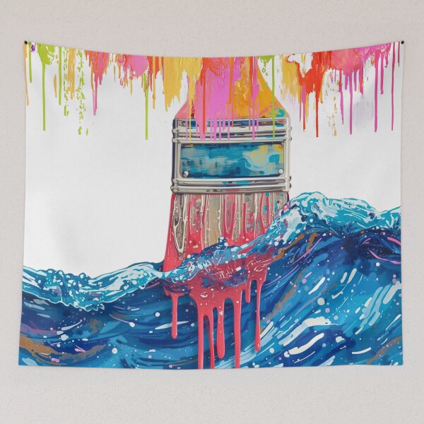 Item preview, Colorful Dripping Canvas with Waves brushes designed and sold by Modern-Tropical.