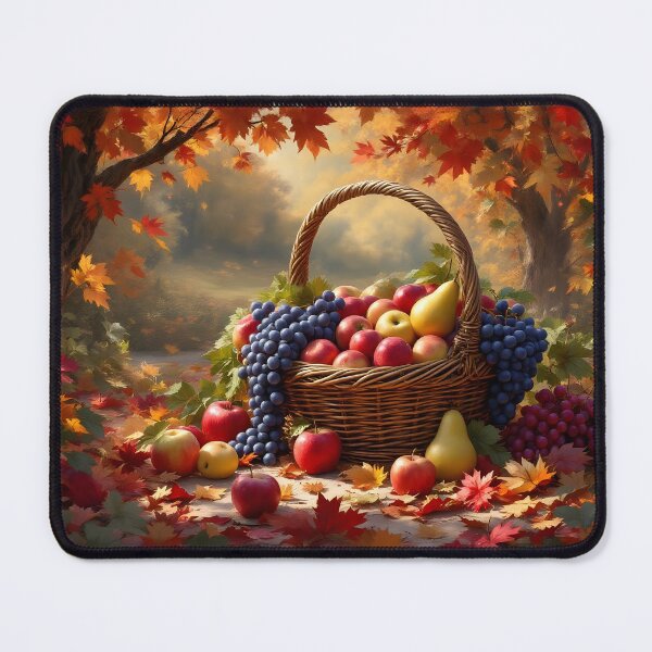 Item preview, A basket overflowing with food in autumn designed and sold by Djantrix.