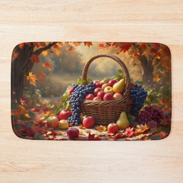 Item preview, A basket overflowing with food in autumn designed and sold by Djantrix.