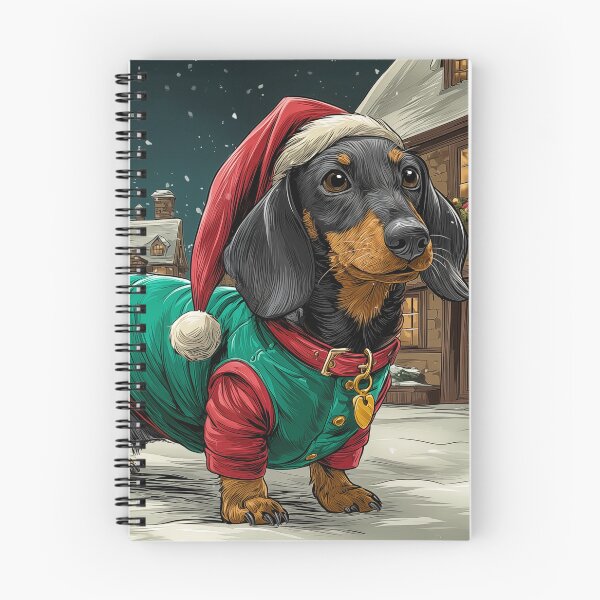 Item preview, Christmas Dachshund in Snowy Village designed and sold by PetsArt.