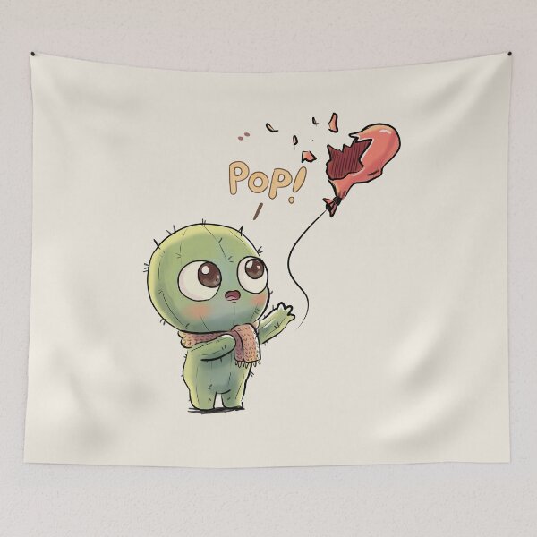 Item preview, Cute Baby Cactus Accidentally Popping a Balloon designed and sold by DoodleFisher.