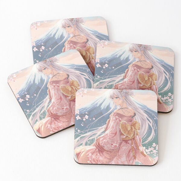 Item preview, Mount Fuji Goddess – White-Haired Anime Deity with Cherry Blossoms (Ukiyo-e Style) designed and sold by Vandy Fullam.