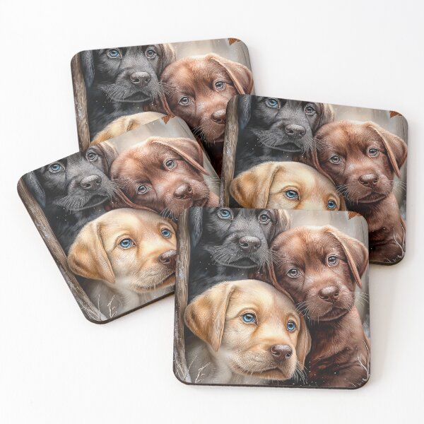 Item preview, Three Labrador Puppies in Winter Scene designed and sold by PetsArt.