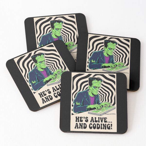 Item preview, He's Alive and Coding - Funny Programmer Frankenstein designed and sold by Cipher & Soul.