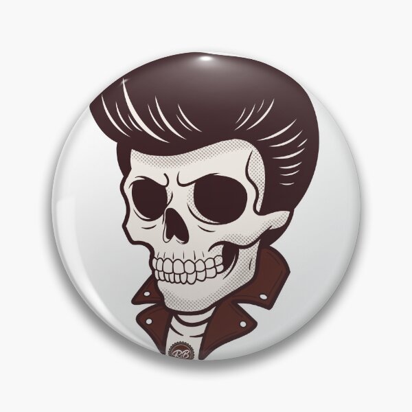 Item preview, Greaser Skull Pompadour, Rockabilly Death Head, Vintage Hot Rod Art designed and sold by Rockabird75.
