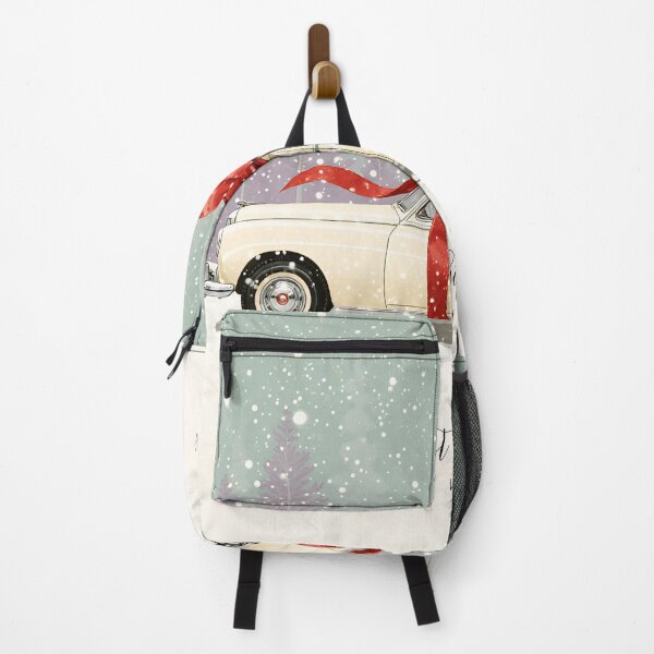 Item preview, Gift-themed vintage car with a large bow in a snowy winter scene designed and sold by SpaceartLilu.