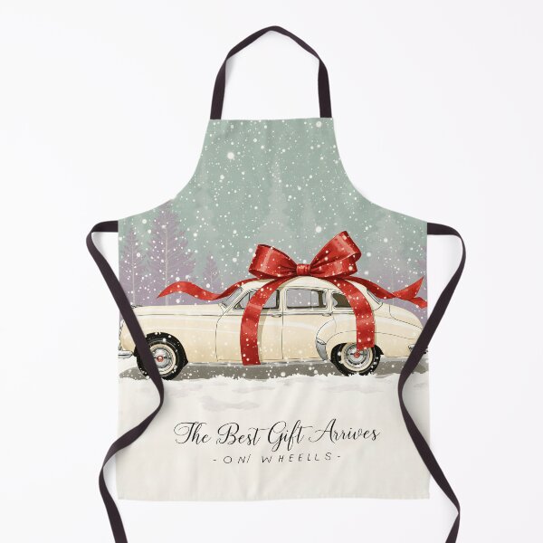 Item preview, Gift-themed vintage car with a large bow in a snowy winter scene designed and sold by SpaceartLilu.