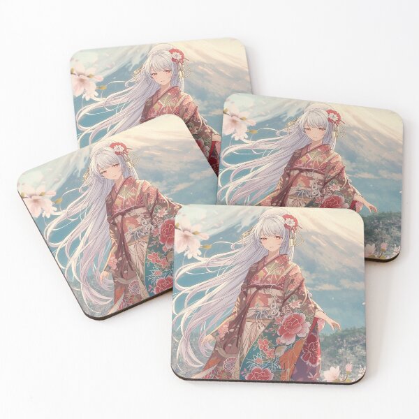 Item preview, Sakura Guardian of Fuji – White-Haired Anime Goddess in Ukiyo-e Style designed and sold by Vandy Fullam.