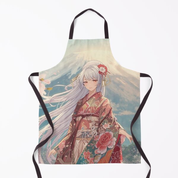 Item preview, Sakura Guardian of Fuji – White-Haired Anime Goddess in Ukiyo-e Style designed and sold by Vandy Fullam.