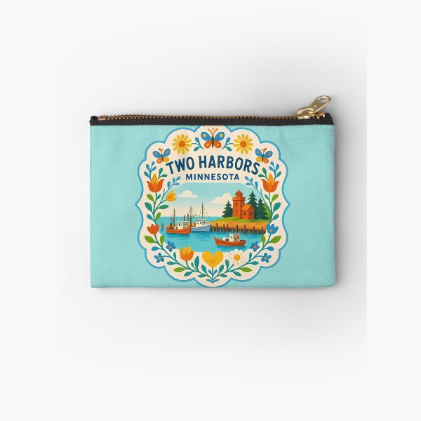 Artikelvorschau, Fröhliche Küstenlandschaft von Two Harbors, Minnesota, mit Leuchtturm – Skandinavische Volkskunst von heidiannemorris © entworfen und verkauft von FOLK ART FUSION by heidiannemorris.