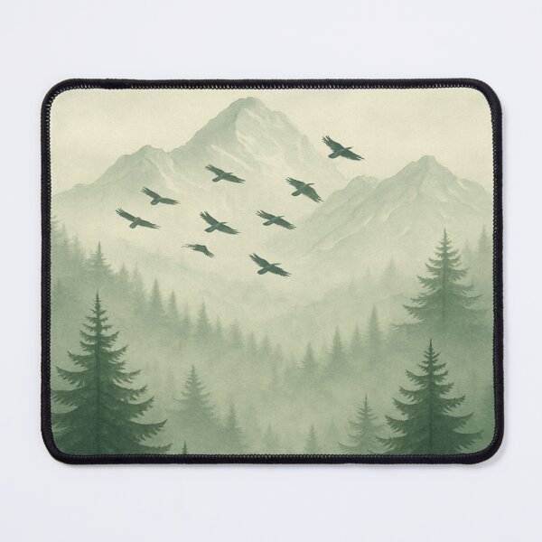 Item preview, Misty Forest with Mountains and Ravens designed and sold by LADDdesign.