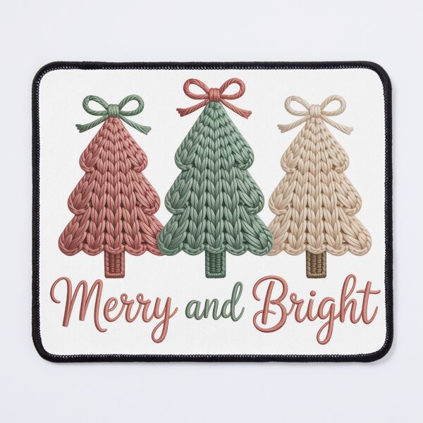 Item preview, Merry and Bright Knitted Christmas Tree Classic T-Shirt,Cozy Knit Holiday Tree Trio Shirt designed and sold by PrintMod.