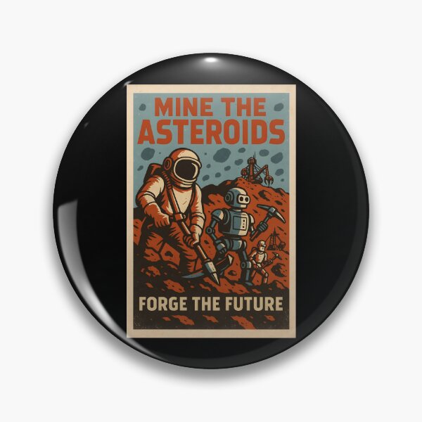 Item preview, Retro Sci-Fi Mining Poster with Astronauts and Robots. designed and sold by The-T-In-Retro.