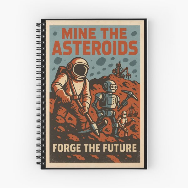 Item preview, Retro Sci-Fi Mining Poster with Astronauts and Robots. designed and sold by The-T-In-Retro.