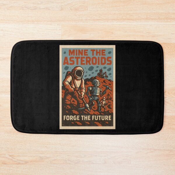 Item preview, Retro Sci-Fi Mining Poster with Astronauts and Robots. designed and sold by The-T-In-Retro.