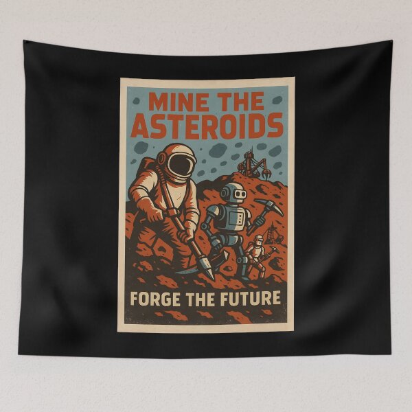 Item preview, Retro Sci-Fi Mining Poster with Astronauts and Robots. designed and sold by The-T-In-Retro.