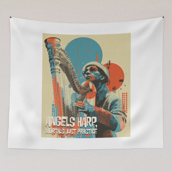 Item preview, Urban Strings: Harp Harmony in Halftone designed and sold by ForeverPrintsOK.