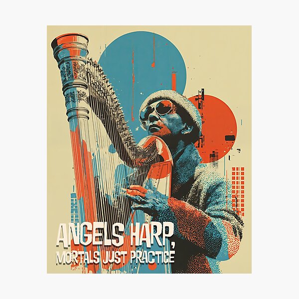 Item preview, Urban Strings: Harp Harmony in Halftone designed and sold by ForeverPrintsOK.