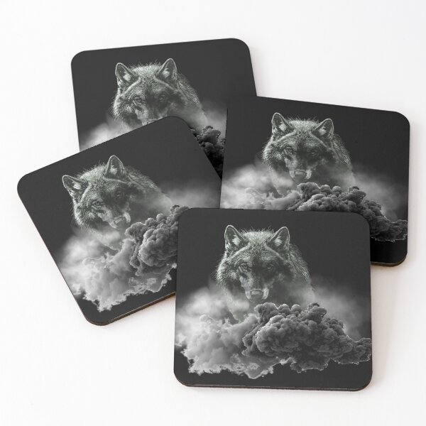 Item preview, A black and white wolf figure in a Gothic-style cloud designed and sold by Lovelalaland.