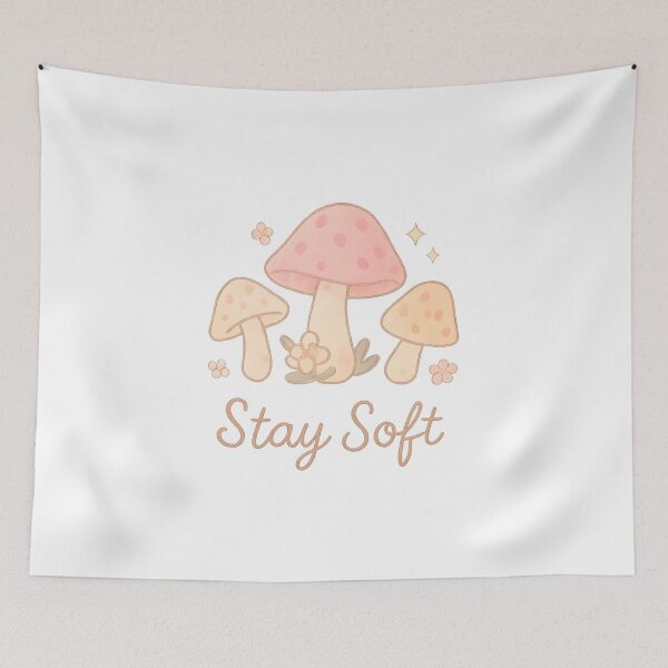 Item preview, Stay Soft Cottagecore Cute Mushrooms Wholesome Quote designed and sold by retroman78.
