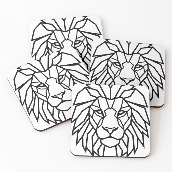 Item preview, ​Geometric Lion Head - Minimalist Low Poly Line Art designed and sold by Ganesh1996.