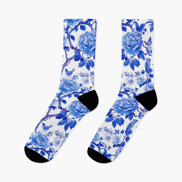 Item preview, Blue and white porcelain chinoiserie pattern  designed and sold by FatBirdie.