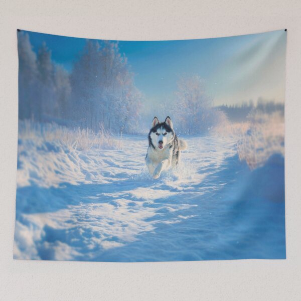 Item preview, A Siberian Husky dashing through fresh snow, Dogs in Motion designed and sold by CDC40.