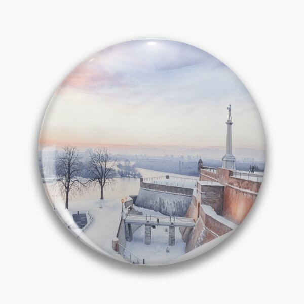 Item preview, Belgrade Winter Fortress – Snowy Kalemegdan in Watercolor designed and sold by Mirkoniart.