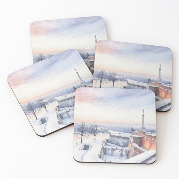 Item preview, Belgrade Winter Fortress – Snowy Kalemegdan in Watercolor designed and sold by Mirkoniart.