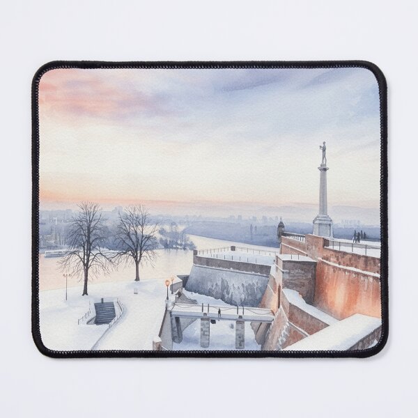 Item preview, Belgrade Winter Fortress – Snowy Kalemegdan in Watercolor designed and sold by Mirkoniart.