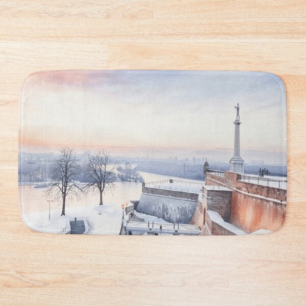 Item preview, Belgrade Winter Fortress – Snowy Kalemegdan in Watercolor designed and sold by Mirkoniart.