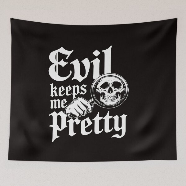 Item preview, Evil Keeps Me Pretty Cosmetic Makeup Compact Skeleton Skull designed and sold by RatCurry.