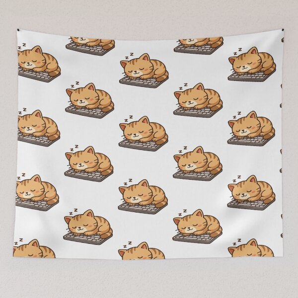 Item preview, Cute Sleeping Cat on Keyboard – Funny Cozy Cat Illustration for Cat Lovers & Office Humor designed and sold by so01.