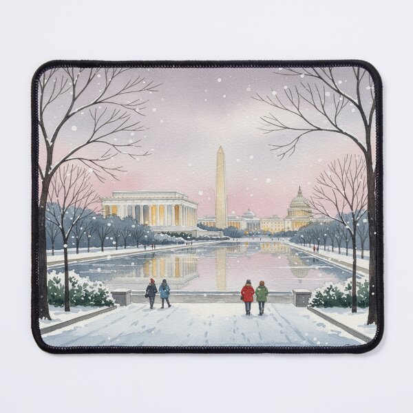 Item preview, Washington DC Winter Reflections – Snowy National Mall Watercolor designed and sold by Mirkoniart.