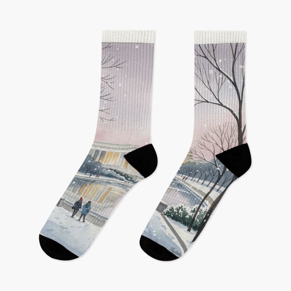 Item preview, Washington DC Winter Reflections – Snowy National Mall Watercolor designed and sold by Mirkoniart.