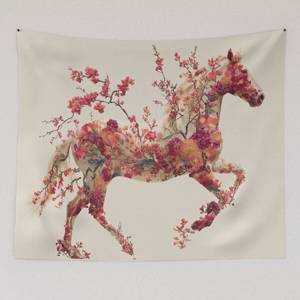 Item preview, Galloping Blossom Floral Horse designed and sold by bubblegoth.