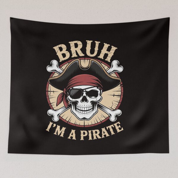 Item preview, Bruh I'm a Pirate Lazy Pirate Skull Halloween designed and sold by RatCurry.