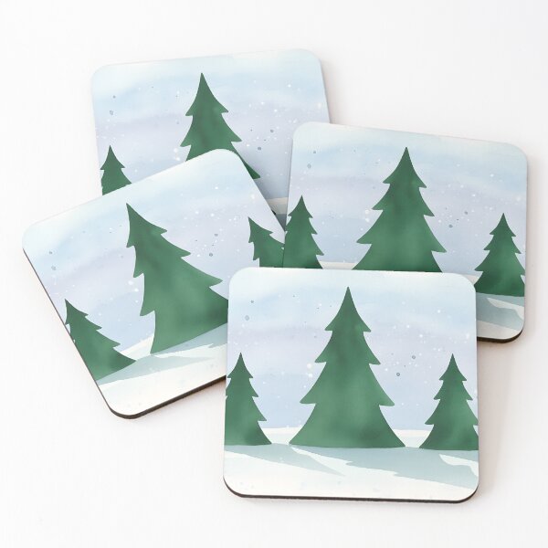 Item preview, Snowy Pine Tree Watercolor Landscape designed and sold by homydesign.