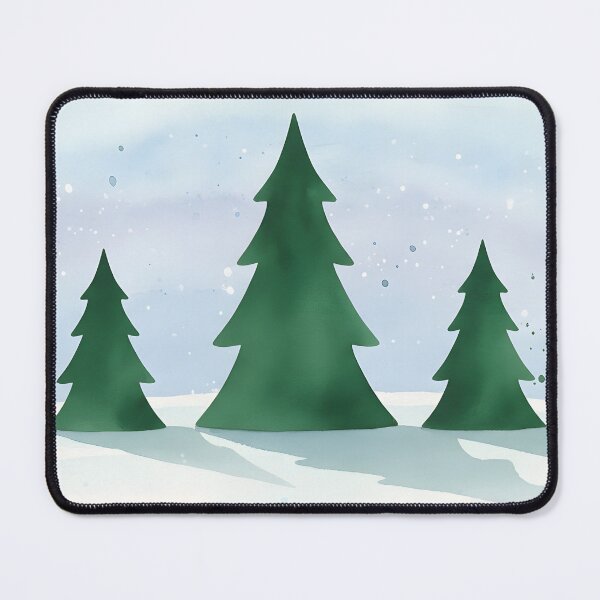 Item preview, Snowy Pine Tree Watercolor Landscape designed and sold by homydesign.