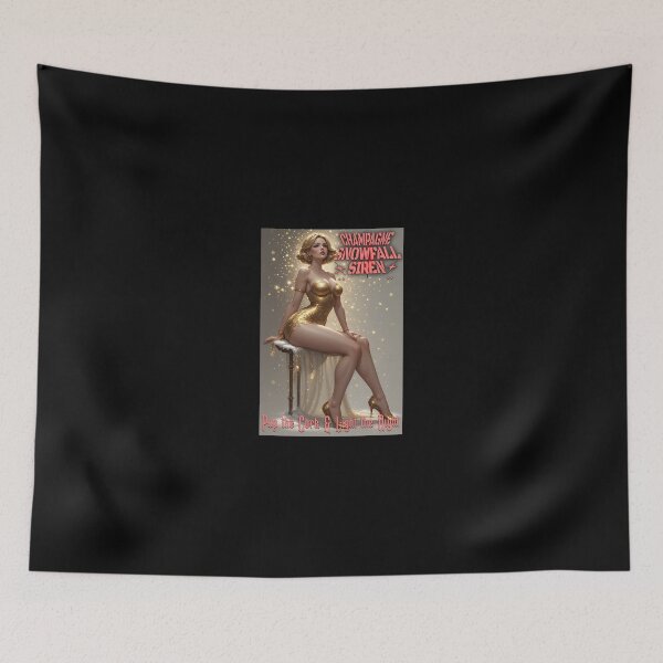 Item preview, Champagne Snowfall Siren — Pop the Cork & Light the Night (Retro Holiday Glam Pin-Up) designed and sold by Mark Mentzer.